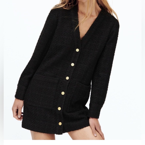 Zara tweeted mini dress in black - Picture 2 of 6